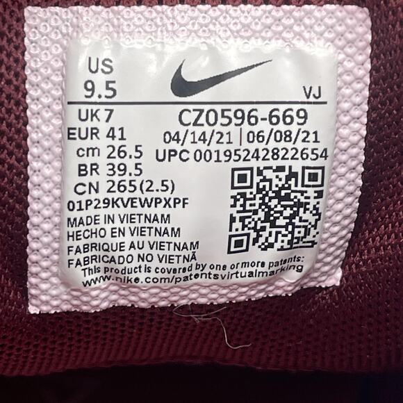 Nike Maroon and White Athletic Shoes - Picture 8 of 8